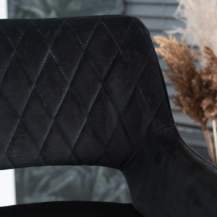 Velvet barkruk Mika zwart 78 cm