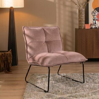Velvet fauteuil Malaga roze