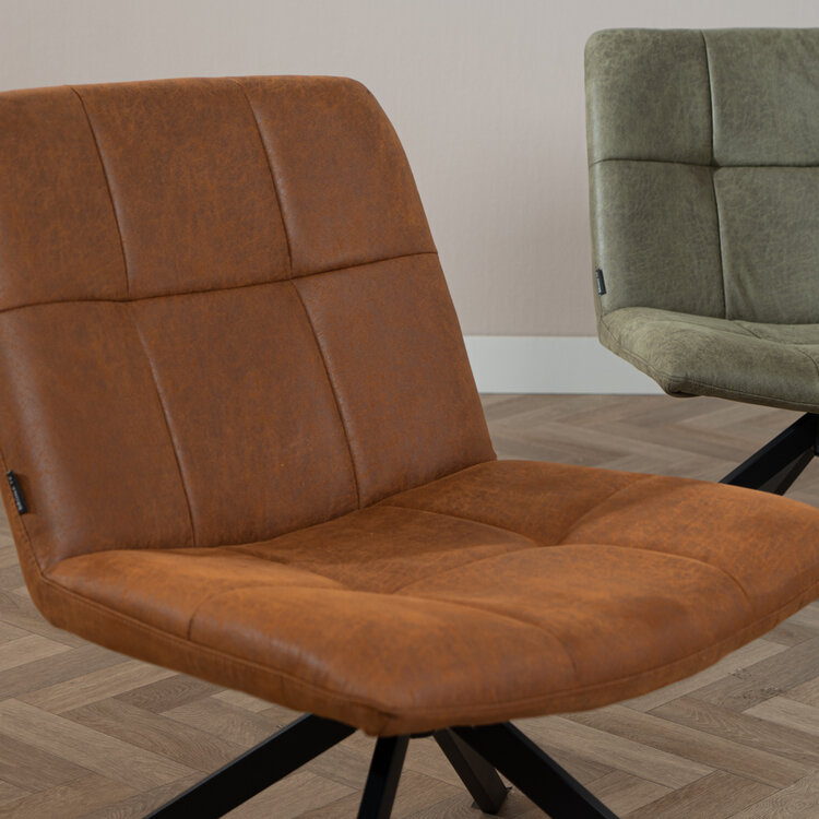 Industriële fauteuil Eevi cognac eco-leer