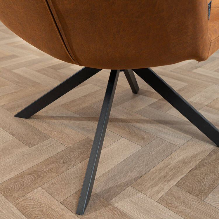 Industriële fauteuil Eevi cognac eco-leer