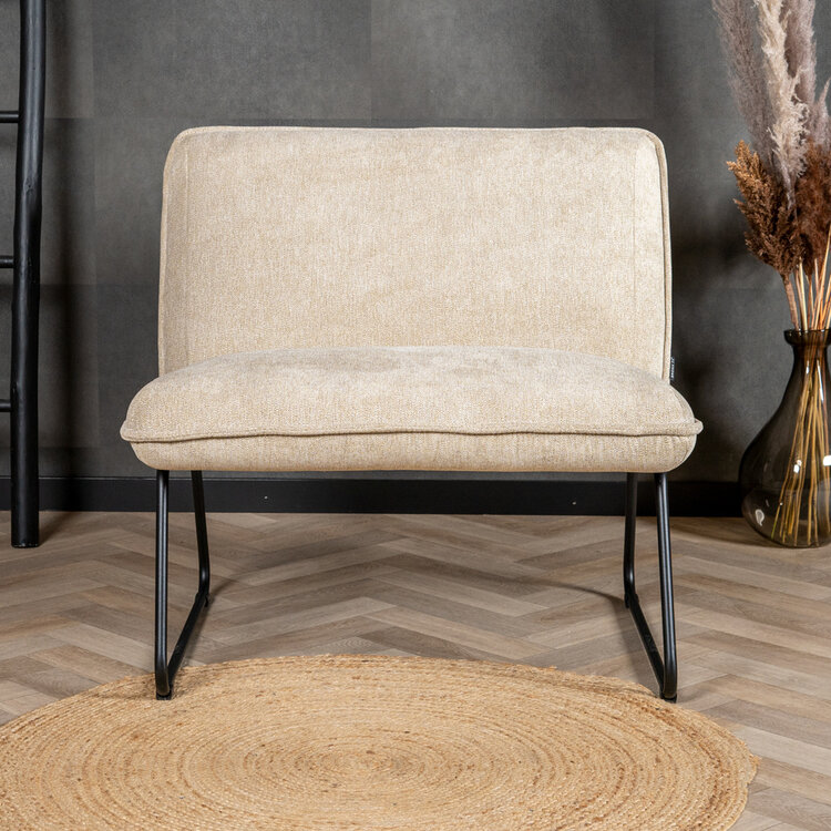 Scandinavische fauteuil Merle taupe/beige stof gemêleerd