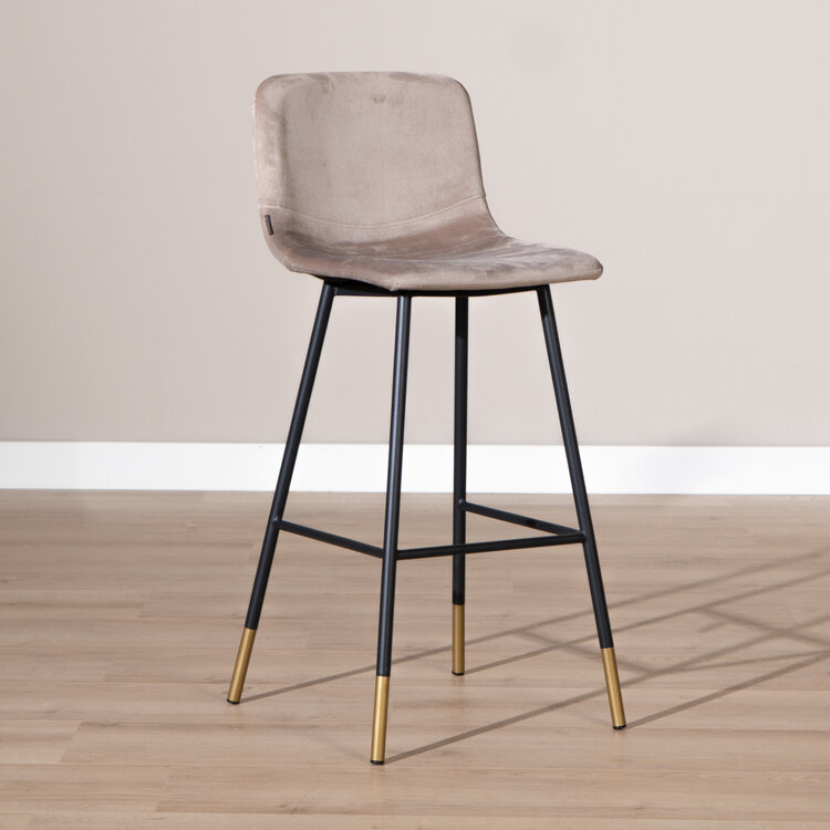 Velvet barkruk Mikky taupe 65-78 cm