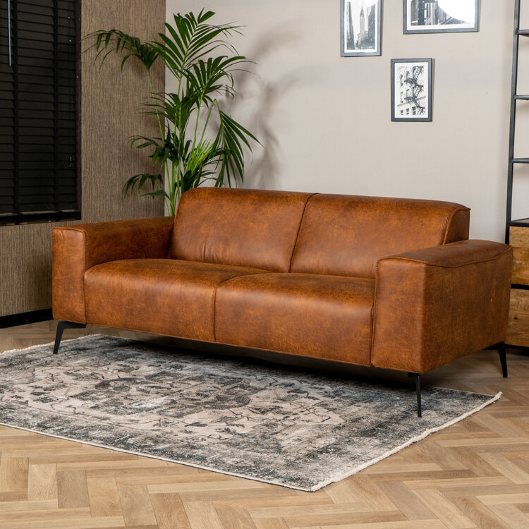 Industriële bank 2,5-zits Vegas eco-leer cognac