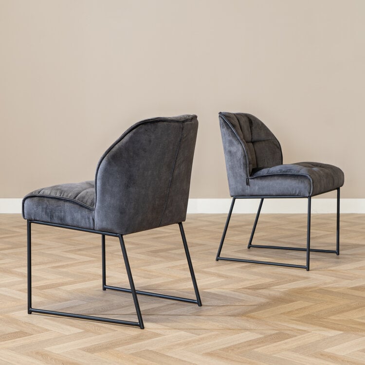 Velvet eetkamerstoel Janna antraciet
