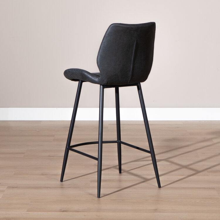 Industriële barkruk Barrel zwart/antraciet eco-leer 69 cm