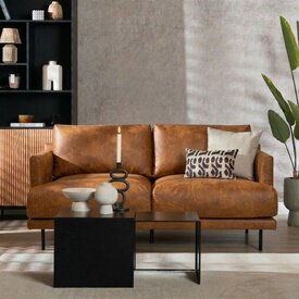 Industriële bank 2,5-zits Denver cognac