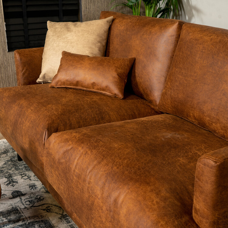 Industriële bank 2,5-zits Denver cognac
