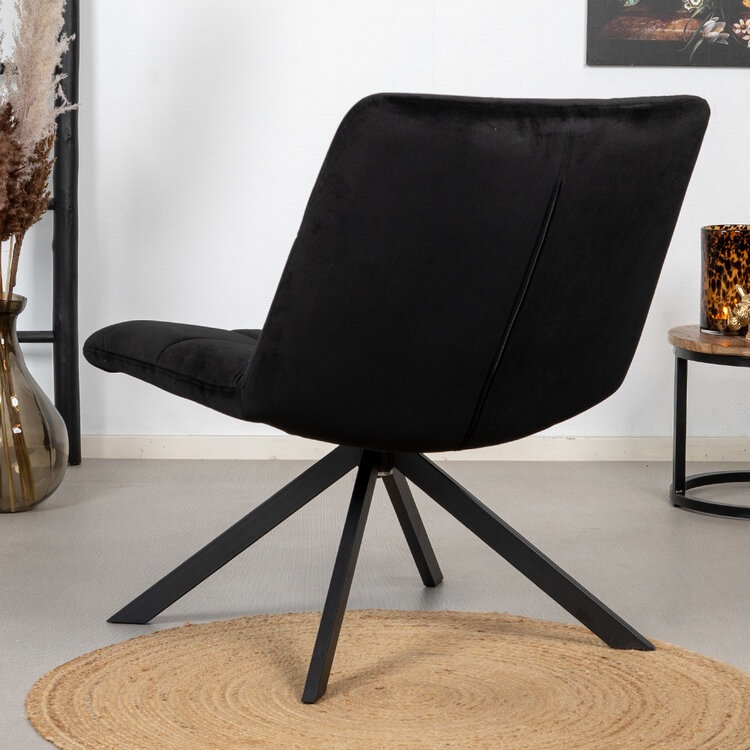 Velvet fauteuil Eevi zwart