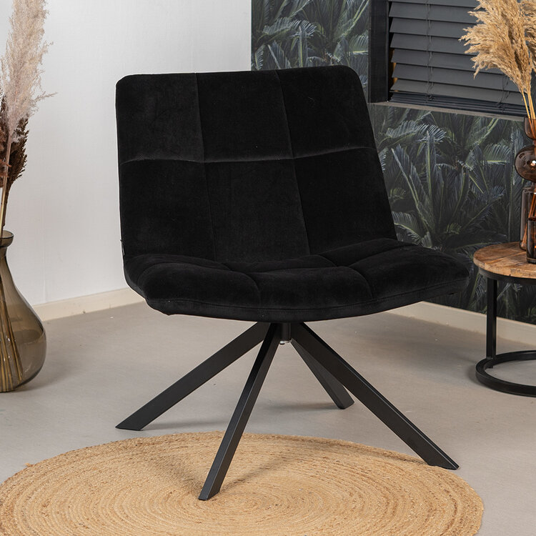 Velvet fauteuil Eevi zwart