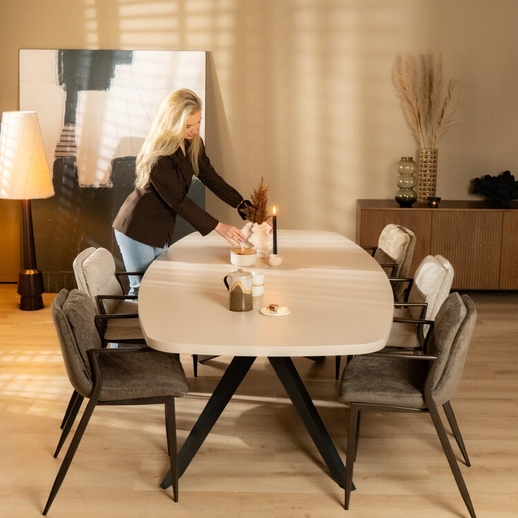 Velvet eetkamerstoel Trevi taupe