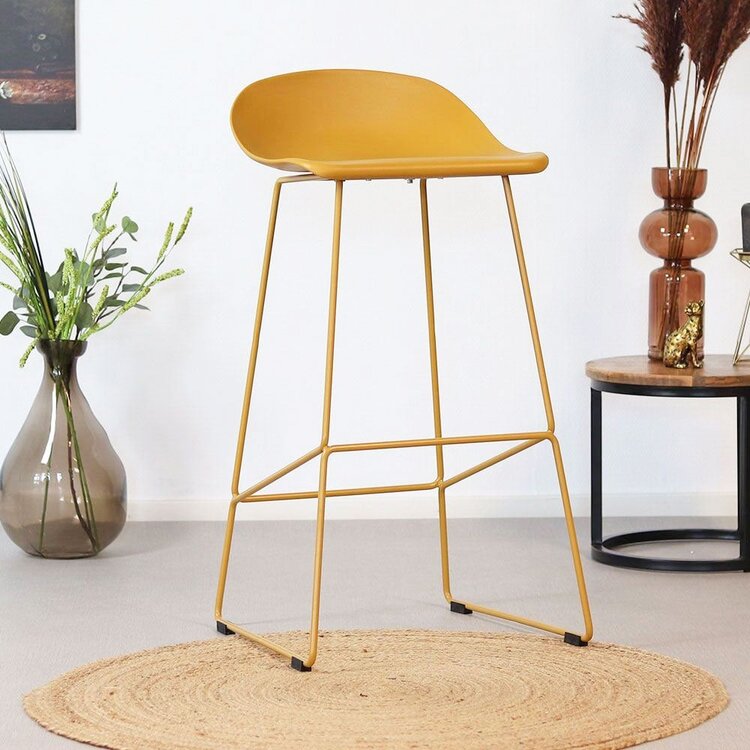 Barkruk Ellen geel Scandinavisch design 76 cm