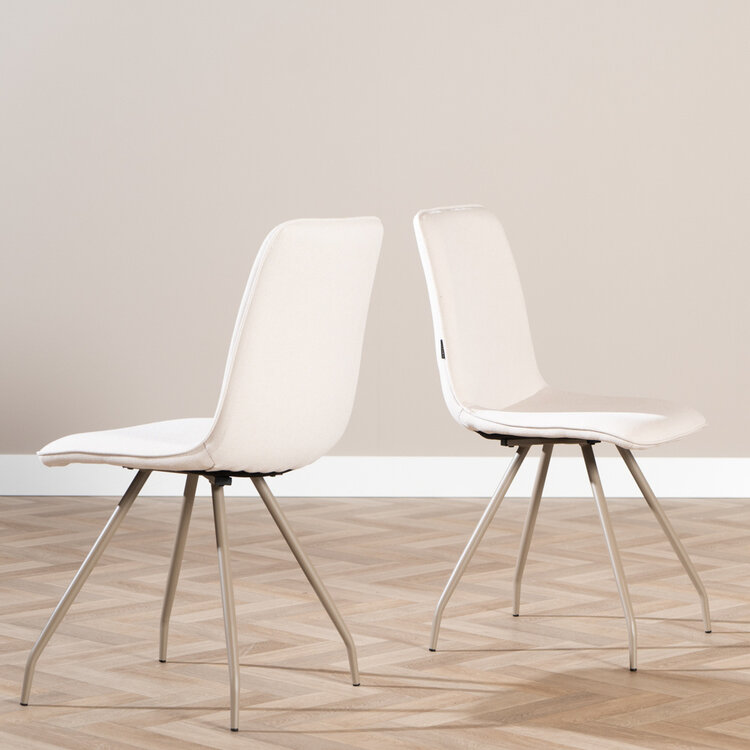 Scandinavische eetkamerstoel Pippi off white gerecyclede stof
