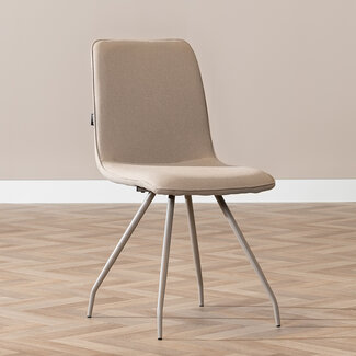 Scandinavische eetkamerstoel Pippi taupe gerecyclede stof