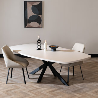 Eettafel Carl Deens ovaal melamine beige 240 x 120 cm