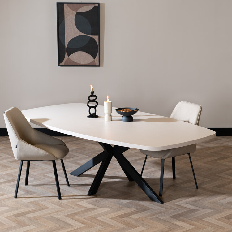 Eettafel Carl melamine beige deens ovaal 240 x 120 cm