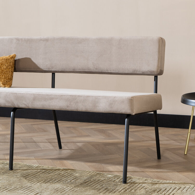 Velvet eetkamerbank Espen taupe 160 cm