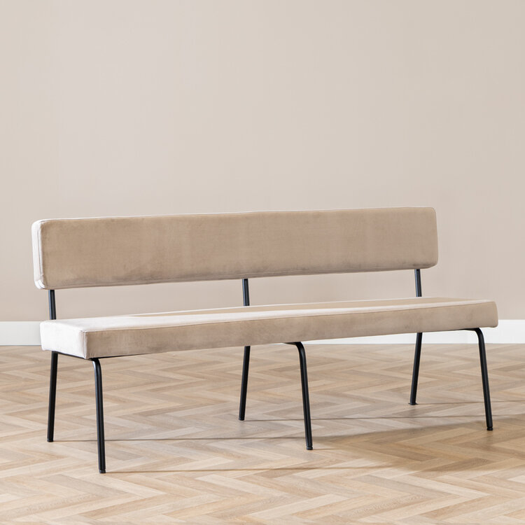 Velvet eetkamerbank Espen taupe 160 cm