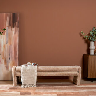 Eetkamerbank Ravi chenille beige/pink 160 cm