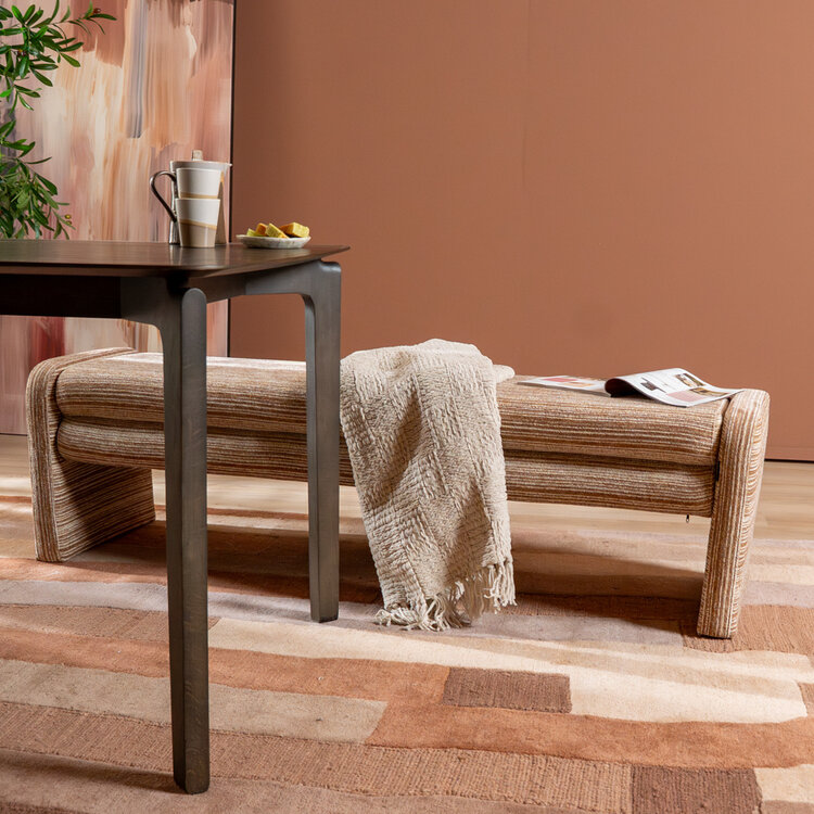 Eetkamerbank Ravi chenille beige/pink 160 cm