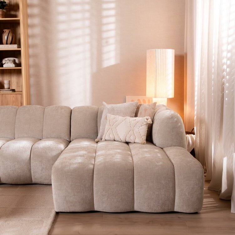 Hoekbank Luca XL chenille sand rechts
