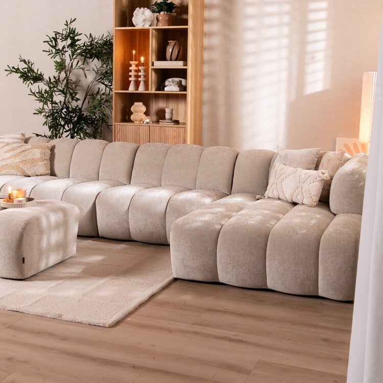 Hoekbank Luca XL chenille sand rechts
