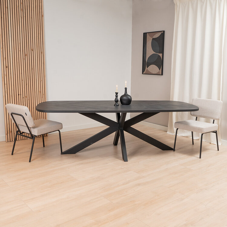 Tafelonderstel spinpoot Mads metaal zwart 180 x 95 cm