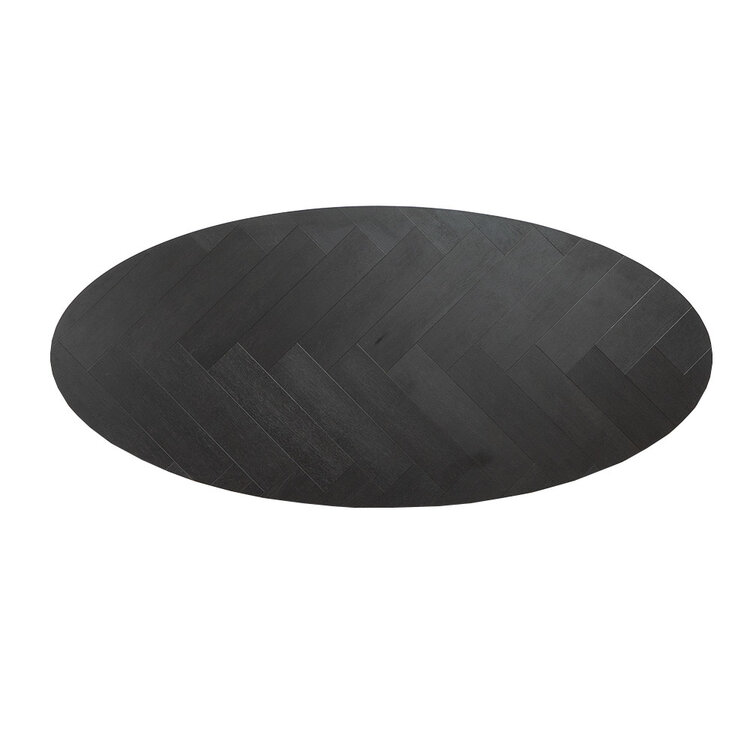 Tafelblad ovaal visgraat Nina PVC zwart 240 x 110 cm