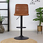 Industriële barkruk Boston leer cognac 60-76 cm - draaibaar