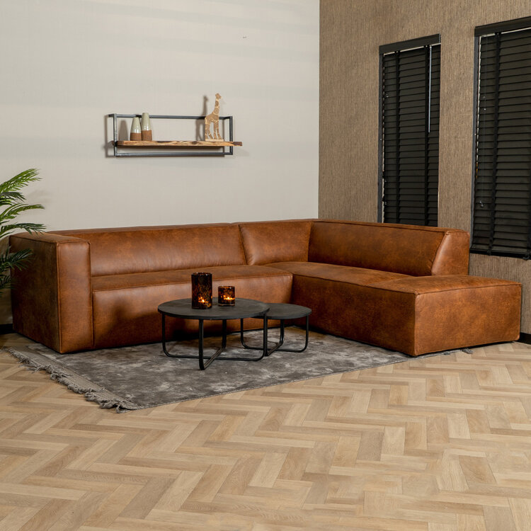 Industriële hoekbank Memphis eco-leer cognac rechts