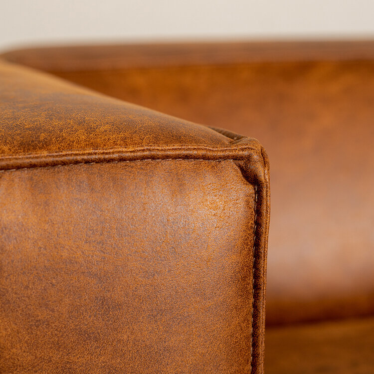 Industriële hoekbank Memphis eco-leer cognac rechts