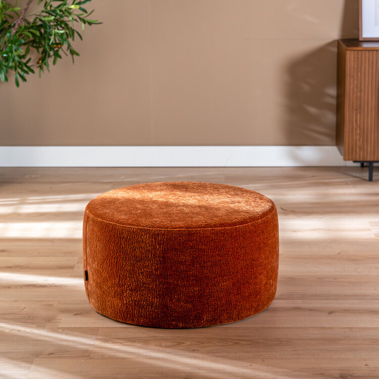Poef Chloe rond chenille terracotta ø70 cm