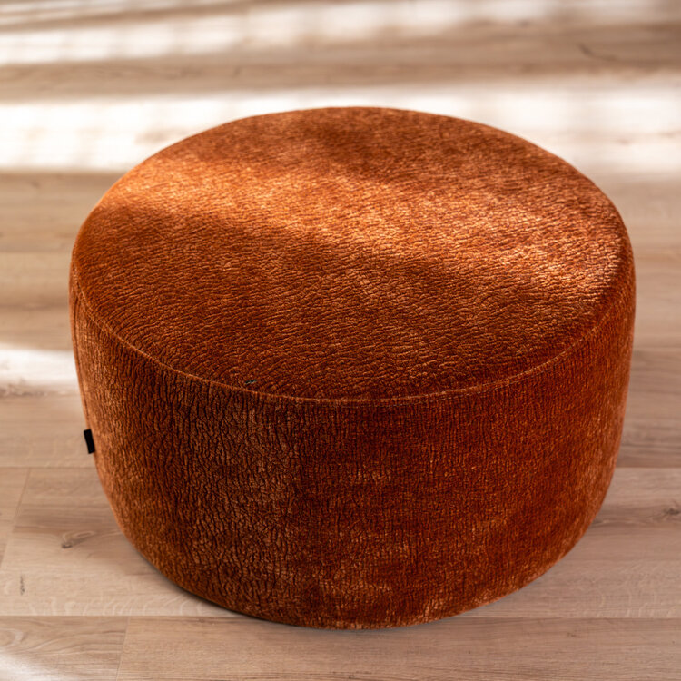 Poef Chloe rond chenille terracotta ø70 cm