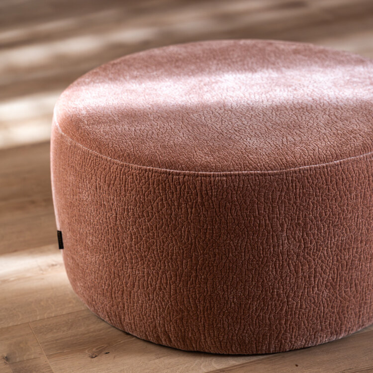 Poef Chloe rond chenille roze ø70 cm