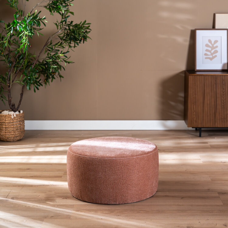 Poef Chloe rond chenille roze ø70 cm