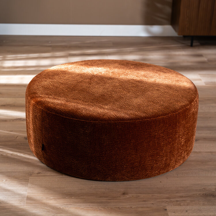 Poef Chloe rond chenille terracotta ø100 cm