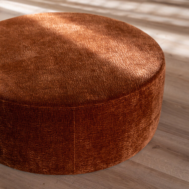 Poef Chloe rond chenille terracotta ø100 cm