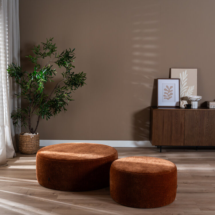 Poef Chloe rond chenille terracotta ø100 cm