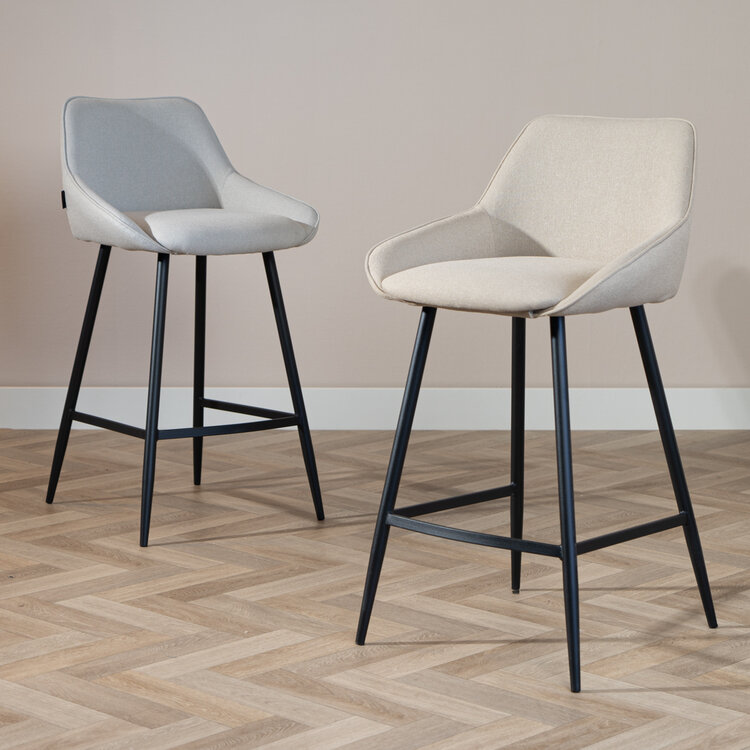 Scandinavische barkruk Lova gerecyclede stof taupe 68 cm