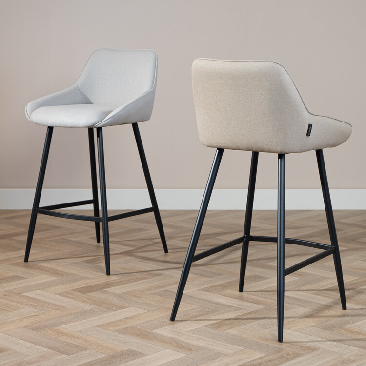Scandinavische barkruk Lova gerecyclede stof taupe 68 cm