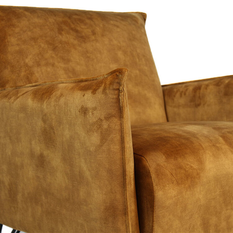 Velvet fauteuil Mika okergeel