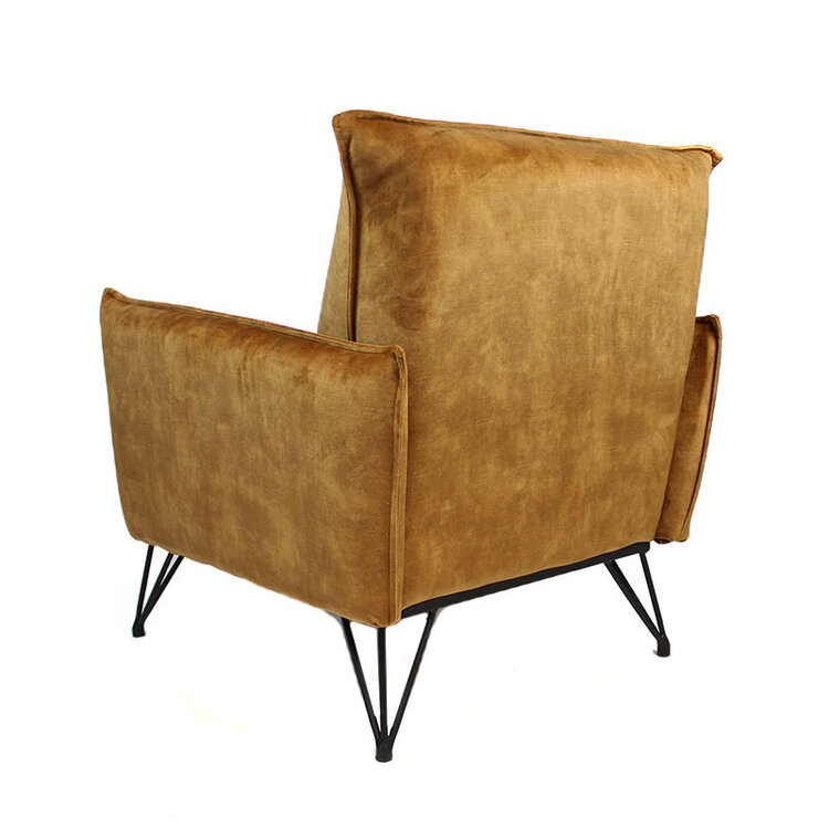 Velvet fauteuil Mika okergeel