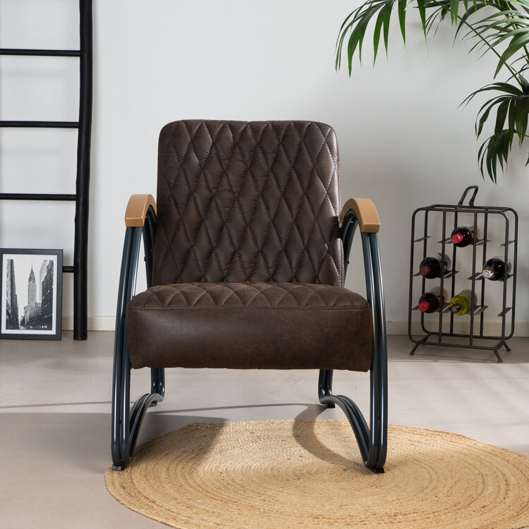 Industriële fauteuil Ivy eco-leer bruin
