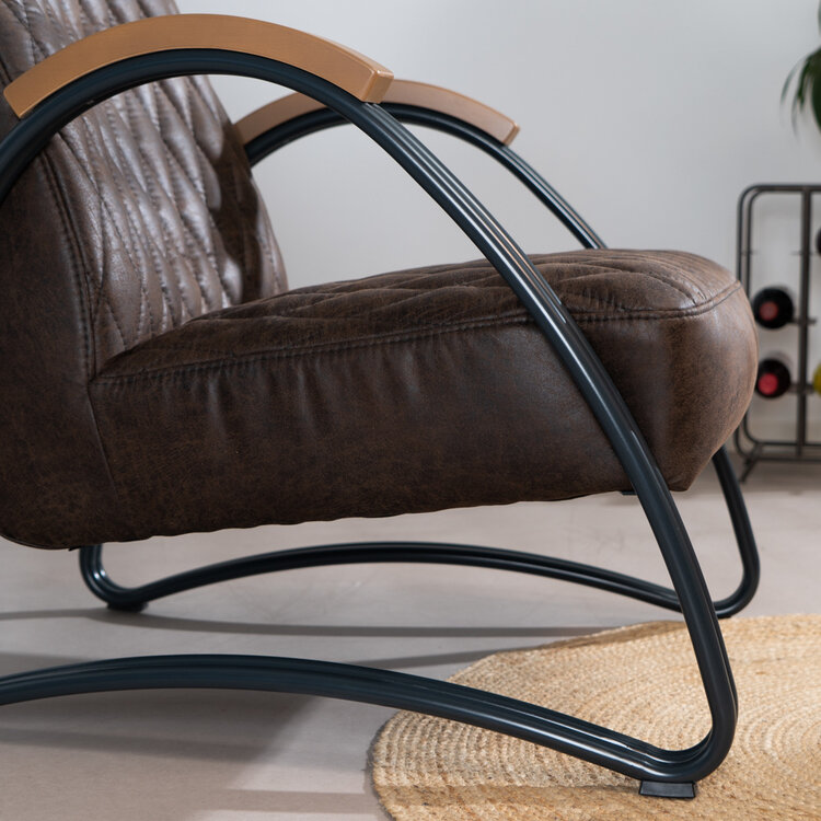 Industriële fauteuil Ivy eco-leer bruin