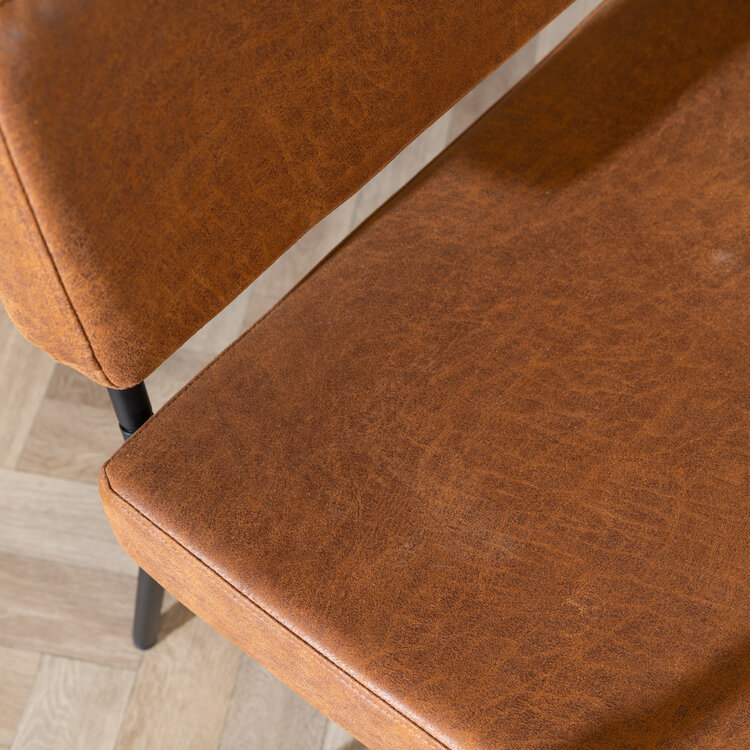 Industriële eetkamerbank Espen cognac eco-leer 160 cm
