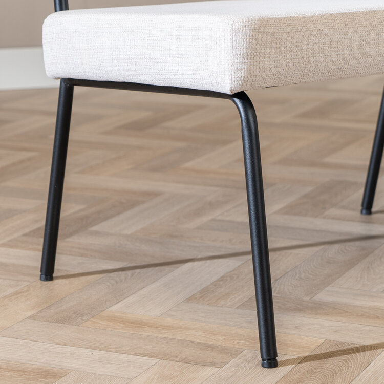 Scandinavische eetkamerbank Espen beige gerecyclede stof 160 cm