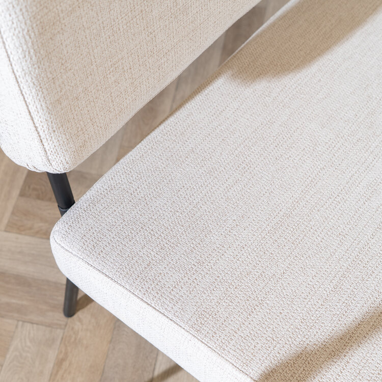 Scandinavische eetkamerbank Espen beige gerecyclede stof 160 cm