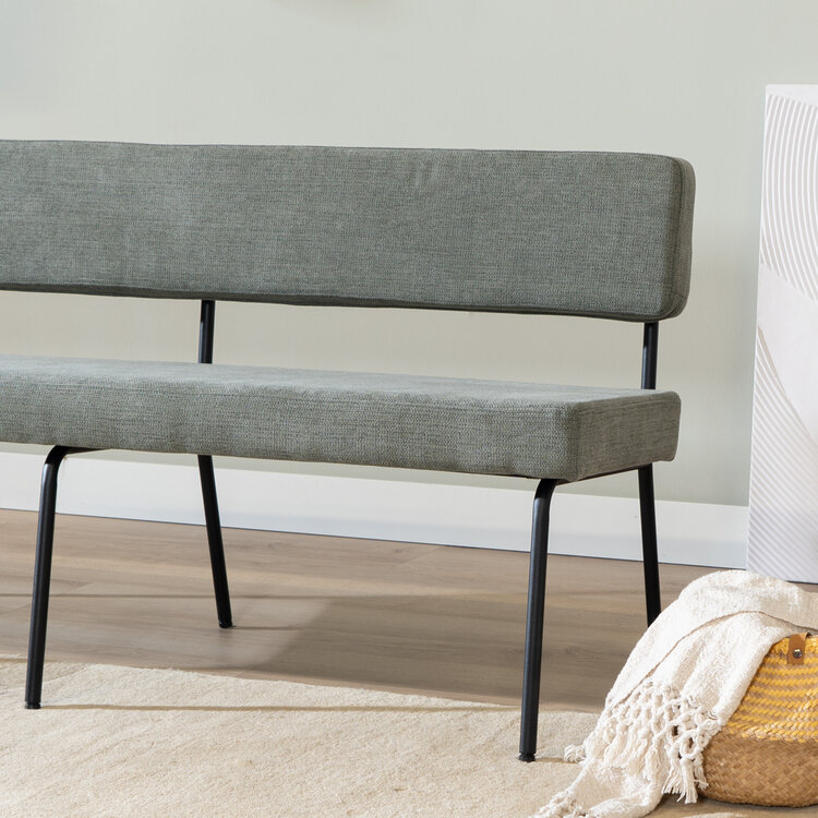 Scandinavische eetkamerbank Espen groen gerecyclede stof 160 cm