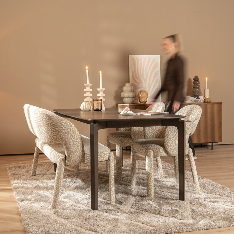 Eetkamerbank Leo taupe leopard 160 cm