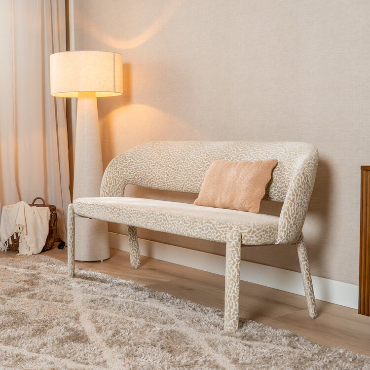Eetkamerbank Leo taupe leopard 160 cm