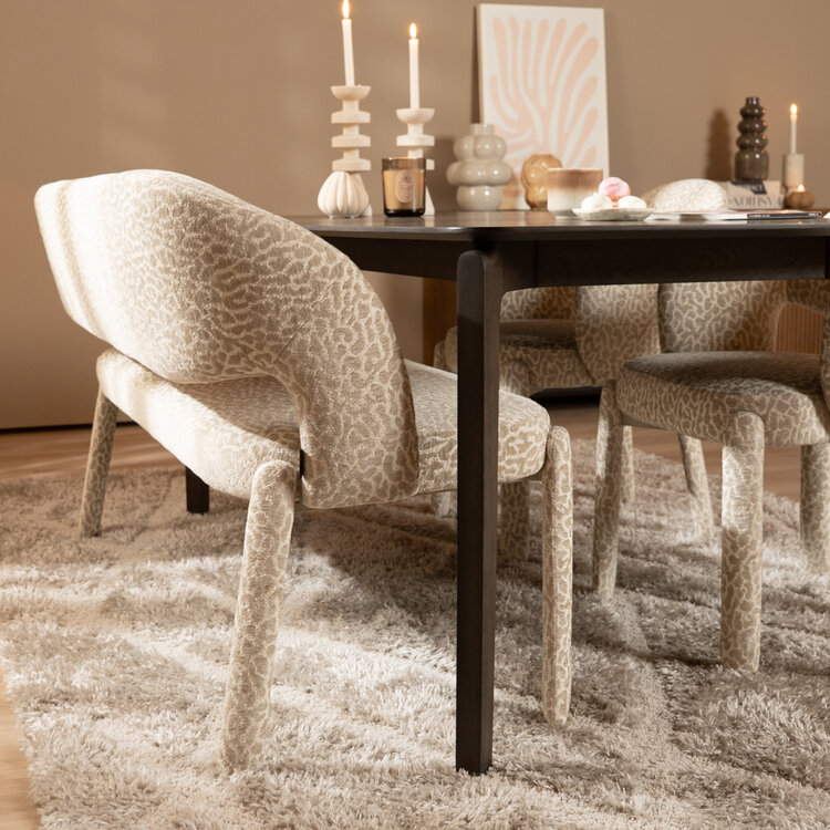 Eetkamerbank Leo taupe leopard 160 cm